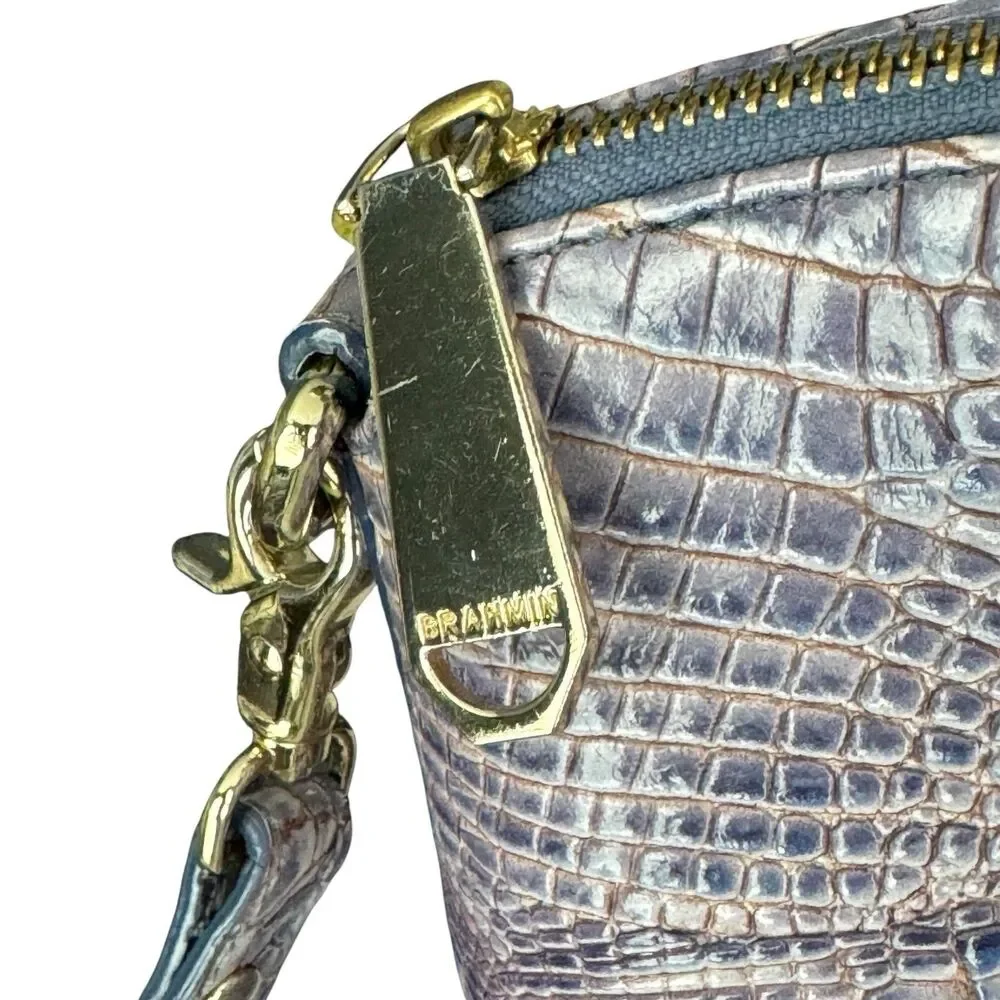 Brahmin Large Duxbury Dome Satchel Purple Ombre Shimmer‎ Croc Embossed Purse